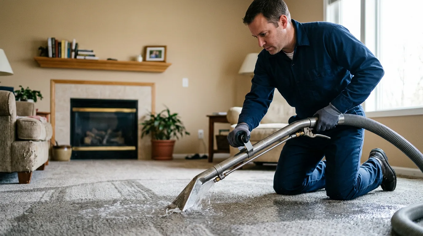 Water damage restoration technician working near Waterloo, NY